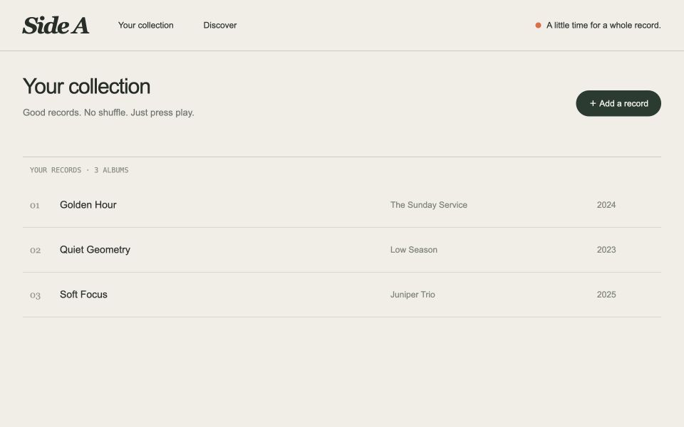 Before: A simple album list